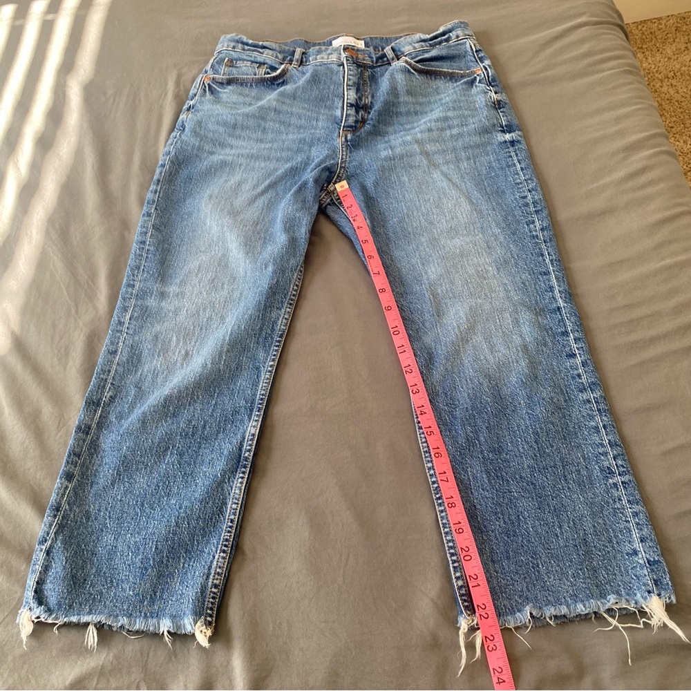 LOFT High Waist Straight Crop Jeans Distressed Casual - Picture 8 of 8